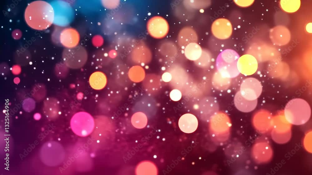 Vibrant colorful bokeh lights in motion with sparkling effects