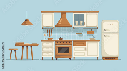 Explore this stylish kitchen design featuring a light blue backdrop, wooden cabinetry, and sleek appliances. Perfect for home decor inspiration and culinary creativity.