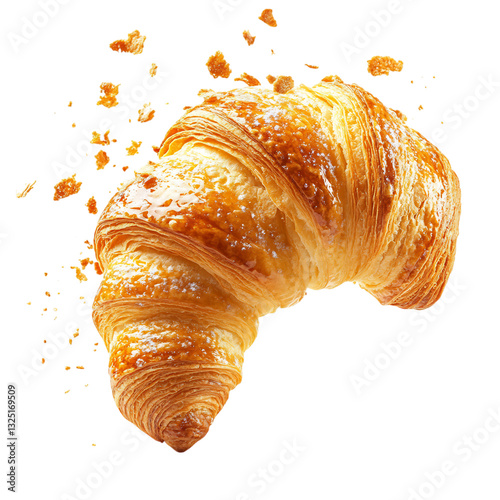 Fresh Croissant with Butter and Orange Peels Isolated on Transparent Background