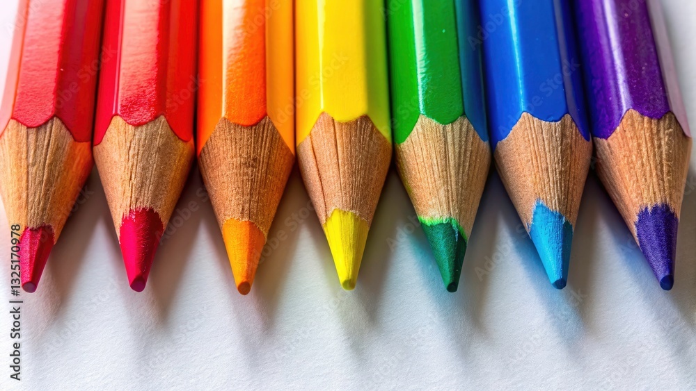 Colorful Pencil Crayons, Aerial View, Stationery, Art Supplies, White Background, Overhead Shot, Creative, Office Supplies, Back to School Colorful Pencil Crayons, Aerial View, Stationery, Art Supplies, White Background, Overhead Shot, Creative, Office Supplies, Back to School