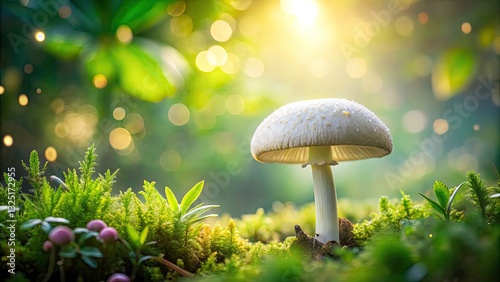 Wallpaper Mural Double Exposure: Agaricus Arvensis Fungi Photography, White Mushroom Garden Image, Text Space Torontodigital.ca