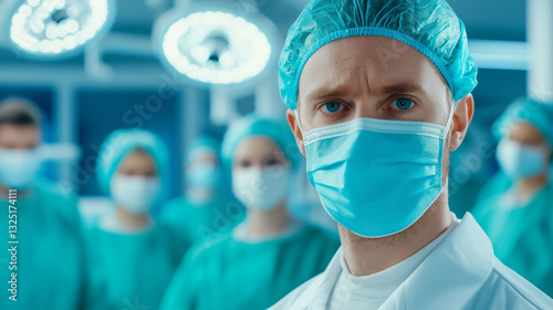 Group of doctors in facemasks highlighting pandemic readiness in healthcare photo