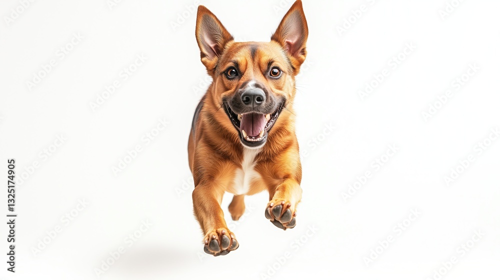 Obraz premium Cute running dog on a white background, isolated