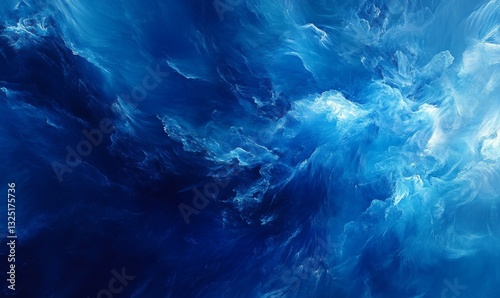 The deep blue sea at the time of the storm can be seen from under the water. Abstract wave blur under water