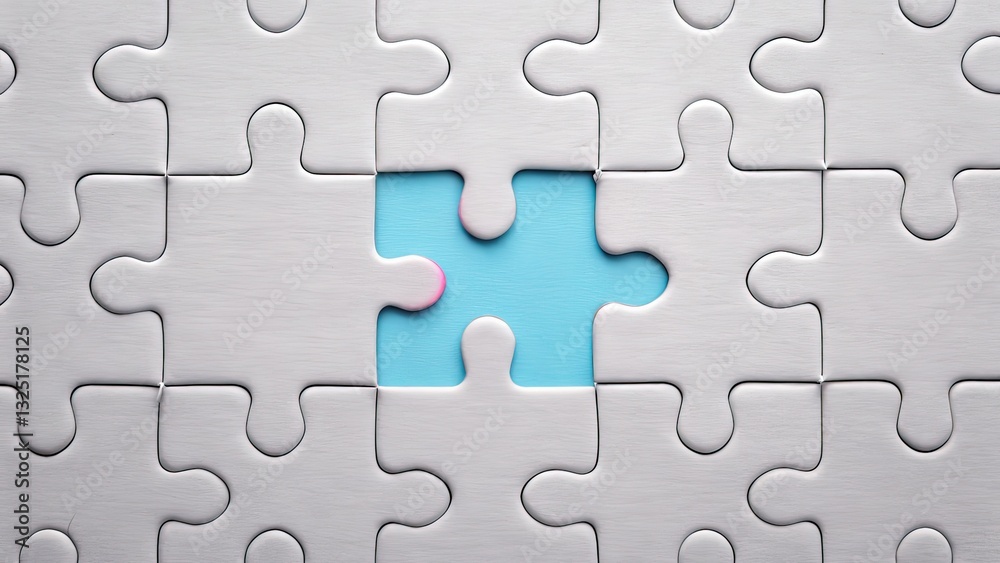 The Final Piece, A Light Blue Puzzle Piece Finding Its Home Among Many Neutral Grey Ones, A Symbol Of Completion And Unity The Final Piece, A Light Blue Puzzle Piece Finding Its Home Among Many Neutral Grey Ones, A Symbol Of Completion And Unity