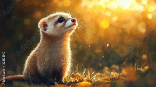 Wallpaper Mural A small mammal looks upwards towards the bright sunlit background Torontodigital.ca