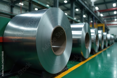 Gleaming stainless steel coil, factory setting, coil stock, sheet, metallic