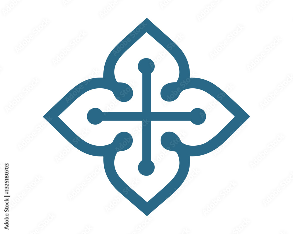 Teal Islamic Pattern Icon Symmetric Design Teal Islamic Pattern Icon Symmetric Design