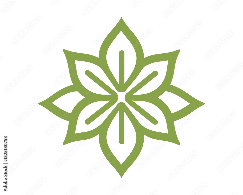Obraz premium Green Islamic Pattern Icon Design on White