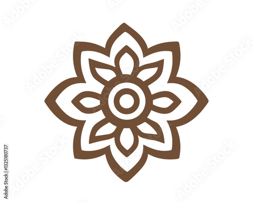 Brown Islamic Pattern Icon on White Background