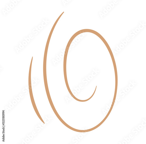 Abstract tan spiral line on a white backdrop