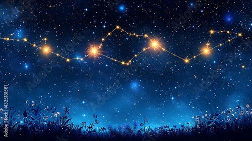 Celestial nightscape featuring a stellar constellation.