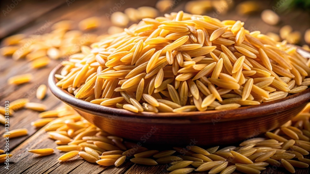 Obraz premium Low Light Photography: Uncooked Orzo Pasta - Delicious Grains, Culinary Photography, Food Styling, Moody Food Photo