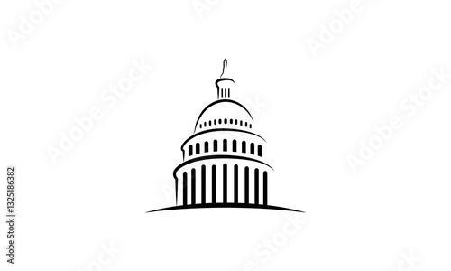 US capitol icon line stroke, capitol logo vector.