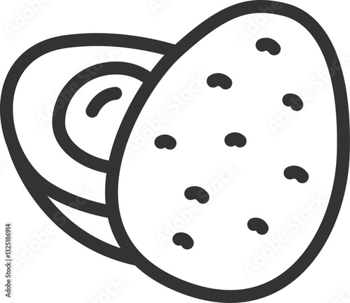 アボカドのアイコン（線画）のイラスト
