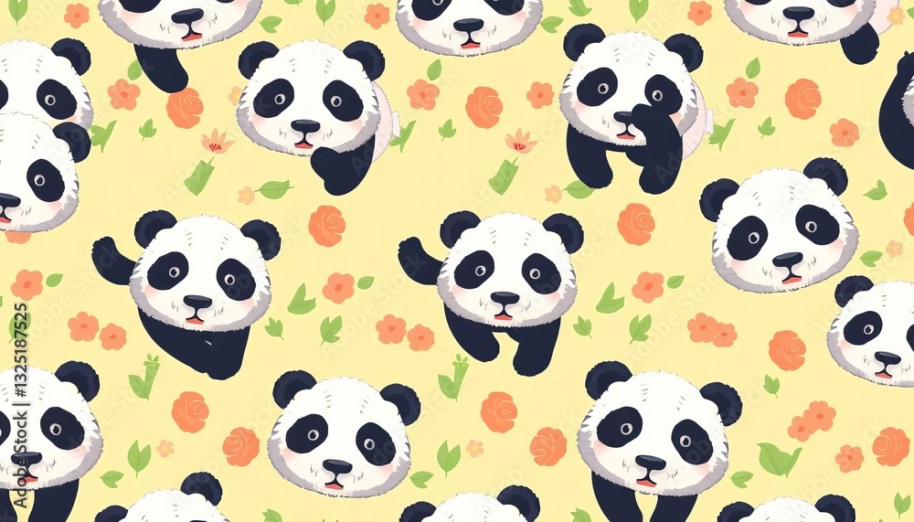 Adorable pixel art panda bears in a repeating seamless pattern on a cute background, print, seamless pixel art Adorable pixel art panda bears in a repeating seamless pattern on a cute background, print, seamless pixel art