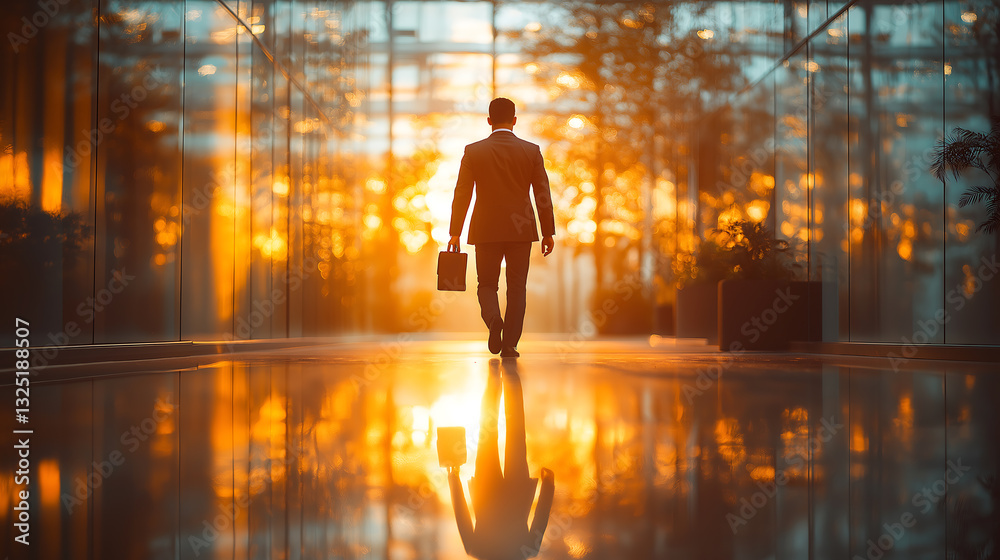 businessman silhouette with a briefcase, generative ai businessman silhouette with a briefcase, generative ai