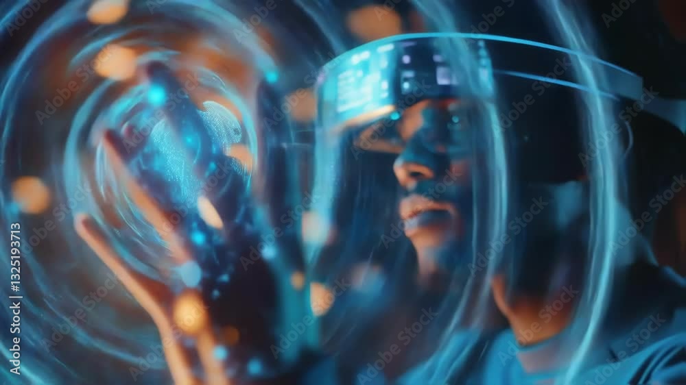 custom made wallpaper toronto digitalBlack male engineer wearing ar glasses is using augmented reality software interacting with holographic data in innovative manufacturing process in futuristic laboratory