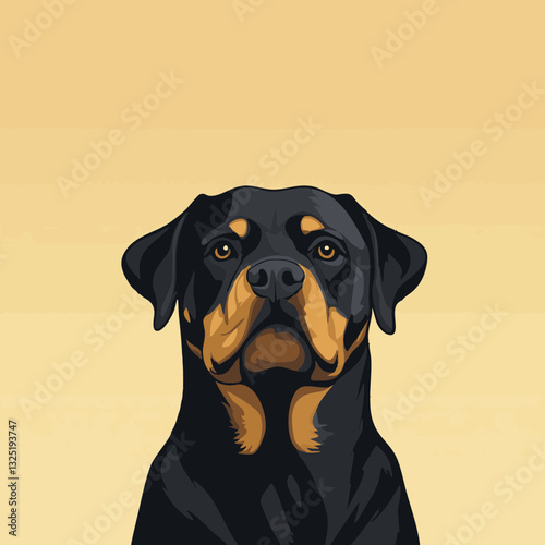 Portrait of a Rottweiler Dog with a Warm Background
