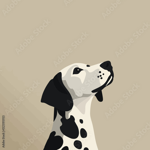 Stylized Dalmatian Dog Portrait with Soft Neutral Background