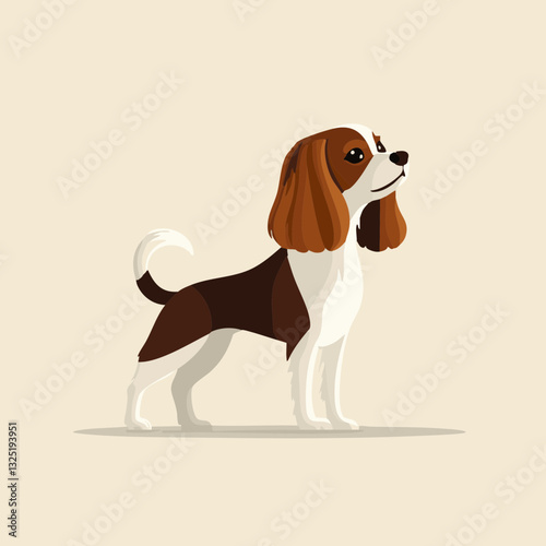 Stylized beagle dog illustration with a friendly expression in a minimalist design