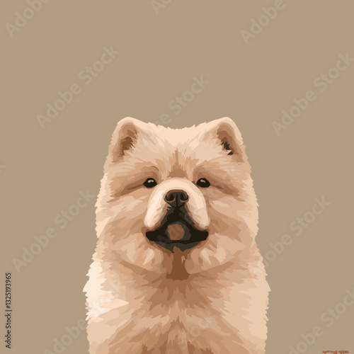 Charming Chow Chow Dog Portrait on Neutral Background