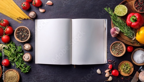 mockup recipe book with blank pages