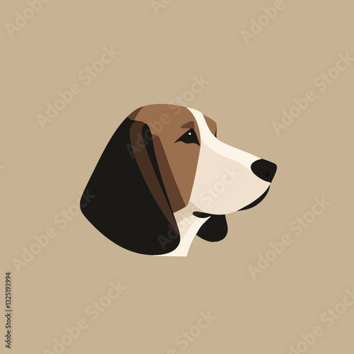 Stylized beagle dog head illustration with neutral background