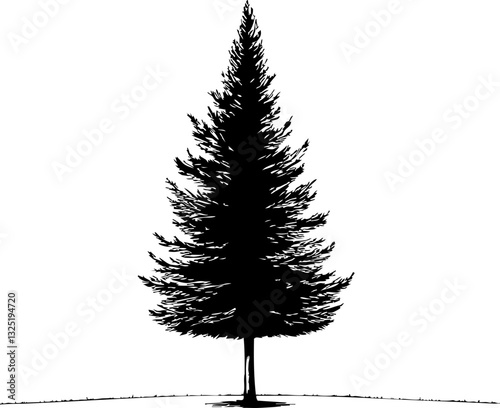 Schwarzer Tannenbaum, der isoliert auf weißem Hintergrund dargestellte wird
