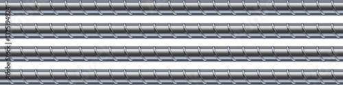 Reinforcement steel bar. High-quality steel bar vector. Steel building armature. 3d illustration isolated on a white background vector.