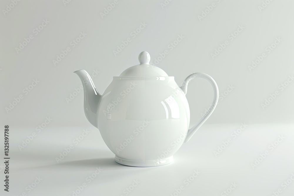 detailed color image of White teapot on white background detailed color image of White teapot on white background