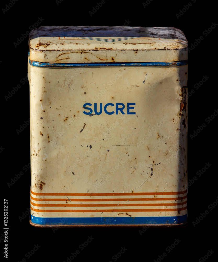 A vintage French sugar tin labeled