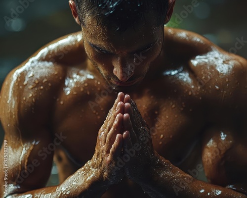 A man practicing stretching exercises to relax his muscles, Wellness, Relaxing and refreshing
