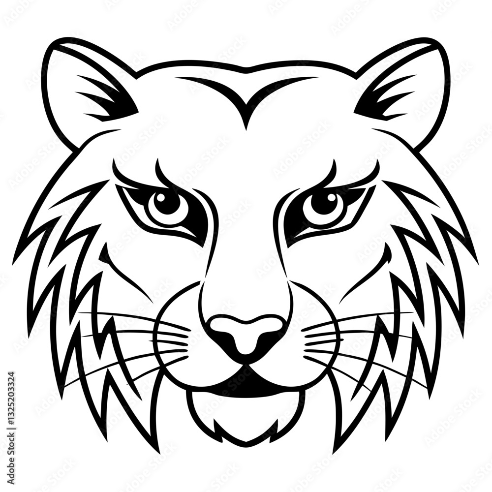 Fototapeta premium a stylized image of a fierce tiger's head, showcasing sharp lines and a powerful expression