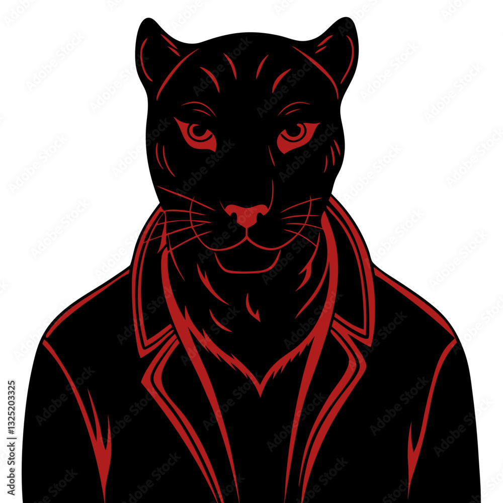 a red panther wearing a jacket, vector illustration a red panther wearing a jacket, vector illustration