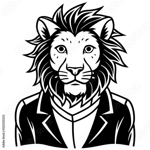lion dressed in a formal suit, embodying strength and leadership