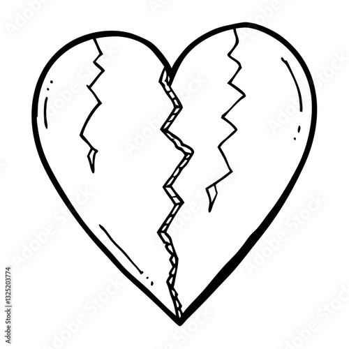 a broken heart symbol, depicting a fracture down the middle 