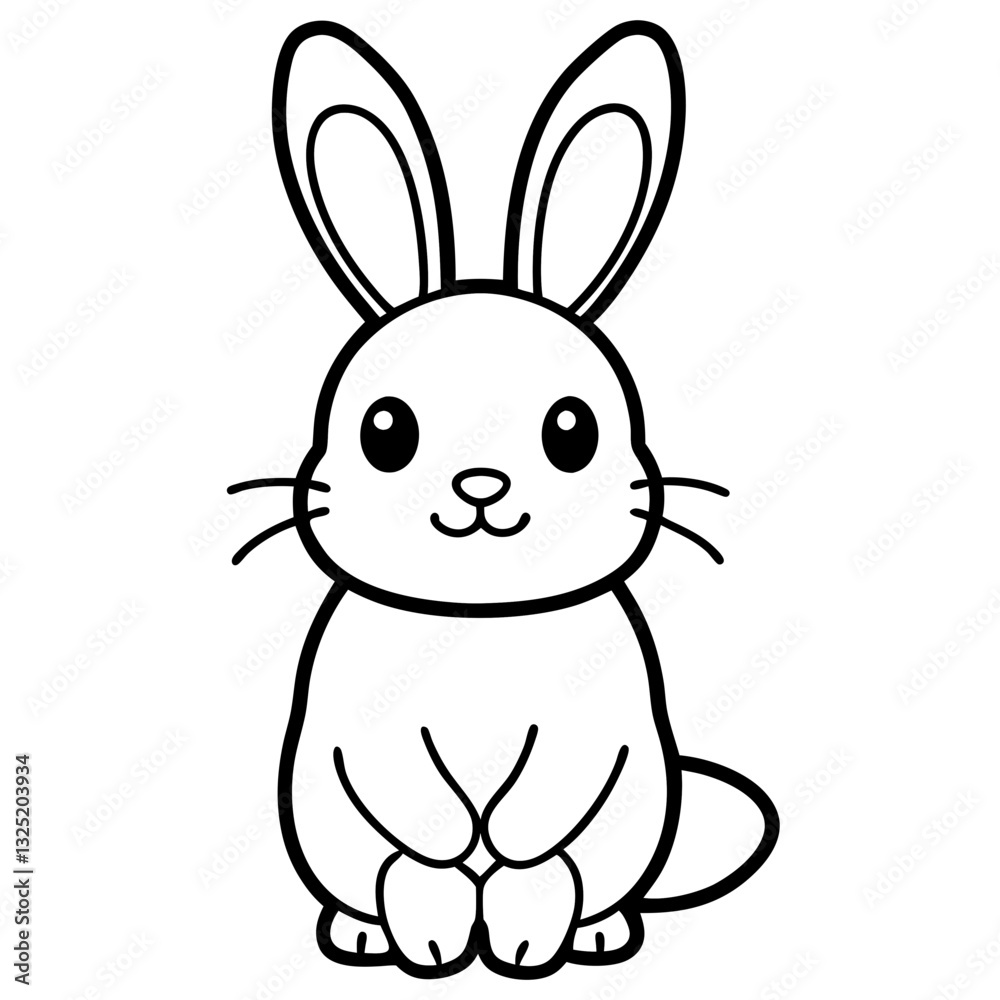 an adorable illustration of a cute bunny rabbit. It has big ears, whiskers, and is in a sitting position an adorable illustration of a cute bunny rabbit. It has big ears, whiskers, and is in a sitting position
