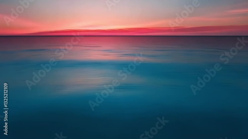Wallpaper Mural A serene sunset over calm waters, highlighting vibrant hues of pink and blue, creating a tranquil and soothing atmosphere. Torontodigital.ca