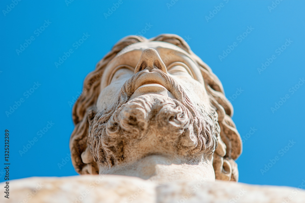 Fototapeta premium Ancient Stone Statue Against Blue Sky