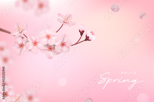 Spring flower background with cherry blossoms on it. Vector illustration.