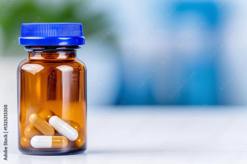 Brown Pill Bottle with Capsules Brown Pill Bottle with Capsules