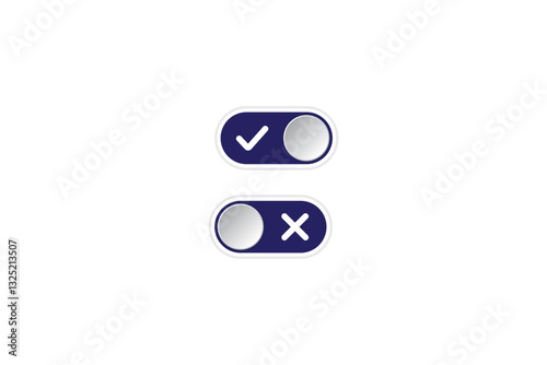 On and Off toggle switch buttons icon. Modern style. On off Switch. Toggle slide buttons vector mockup. Turn on off template isolated on a white background.
