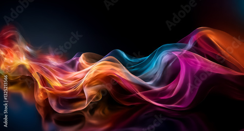 Wallpaper Mural Abstract waves of vibrant colors flow dynamically across a dark backdrop, creating a mesmerizing and fluid motion in an artistic style. Torontodigital.ca