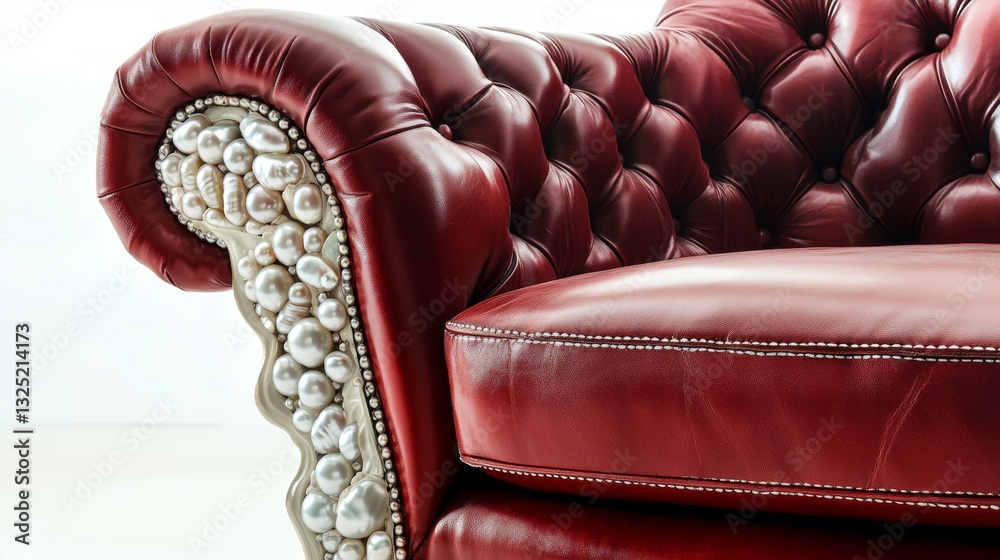 Obraz premium Elegant Scarlet Leather Armchair with Pearl Decor 