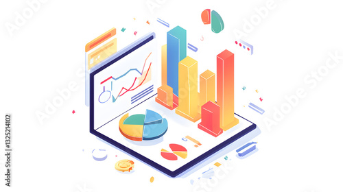 Professional Statistics and Analytics Illustration on Isolated Background - Data Analysis Concept