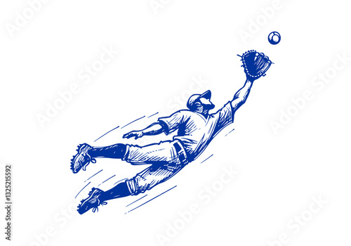 Baseball Player hand drawn sketch vector illustration