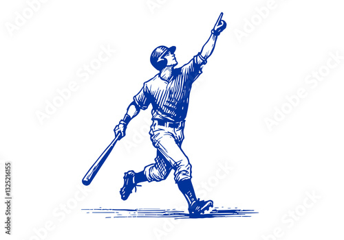 Baseball Player hand drawn sketch vector illustration