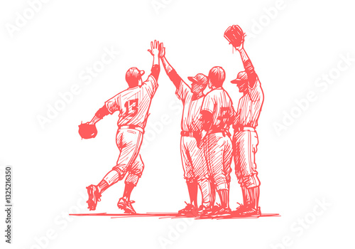 Baseball Player hand drawn sketch vector illustration