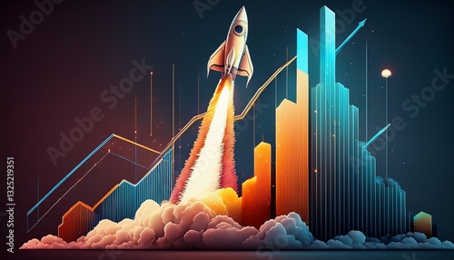 business graph launching like a space shuttle